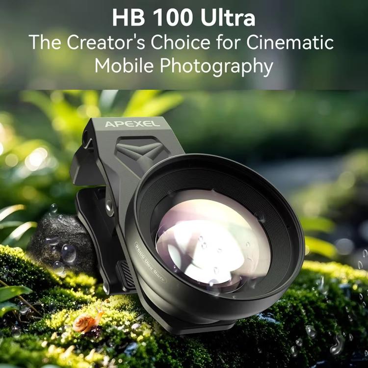 APEXEL HB100 Ultra Macro Lens for Smartphones 50-110mm Telephoto Zoom, F1.05 Large Aperture HD Lens - Black