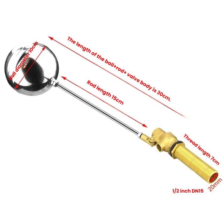 1/2 Inch/20mm Stainless Steel Float Valve for Water Heaters, Rice Steamers, Water Tanks, Thread Length: 2cm+201 Ball