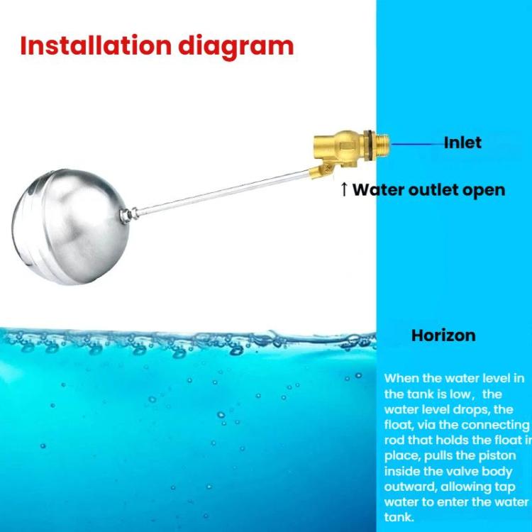 1/2 Inch/20mm Stainless Steel Float Valve for Water Heaters, Rice Steamers, Water Tanks, Thread Length: 2cm+201 Ball