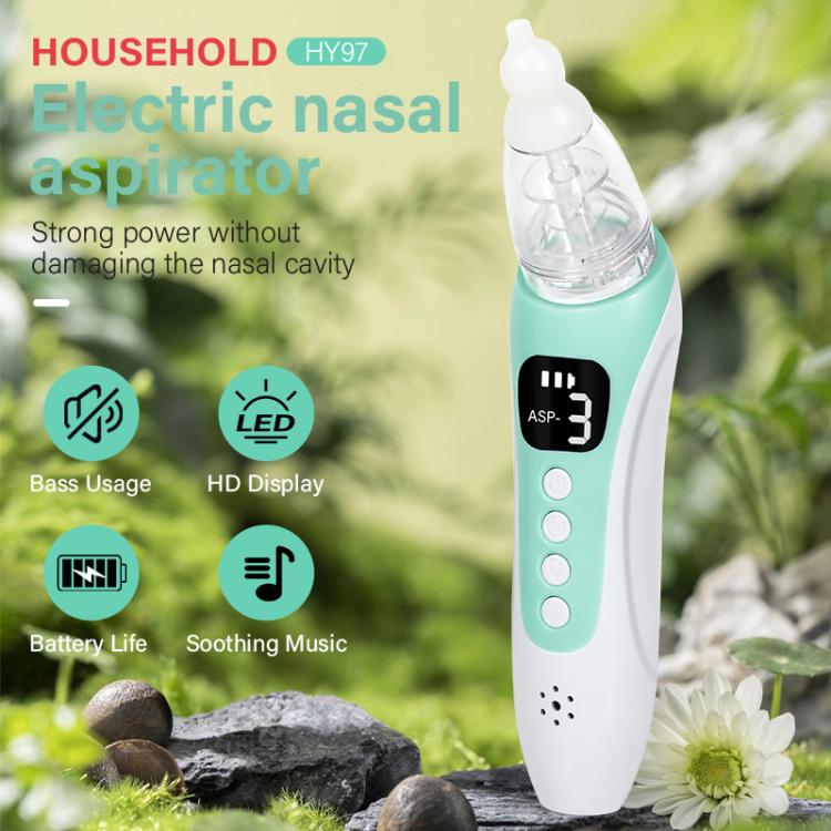 Electric Baby Nasal Aspirator with 3 Food-Grade Silicone Tips, Soothing Piano Music & Soft LED Lights - White