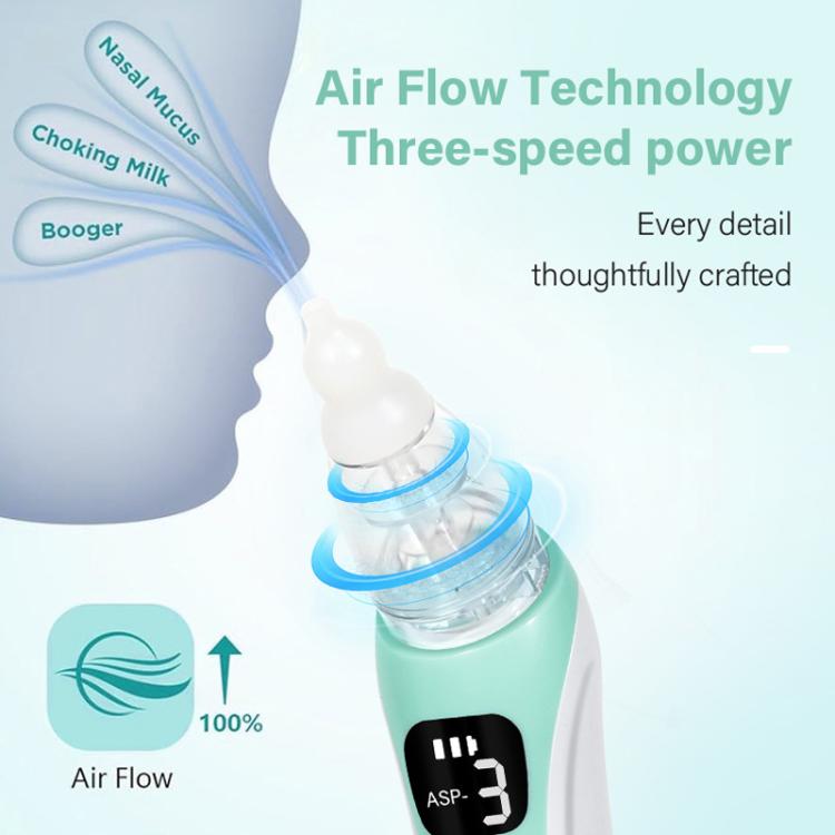 Electric Baby Nasal Aspirator with 3 Food-Grade Silicone Tips, Soothing Piano Music & Soft LED Lights - White