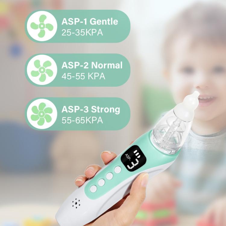 Electric Baby Nasal Aspirator with 3 Food-Grade Silicone Tips, Soothing Piano Music & Soft LED Lights - White