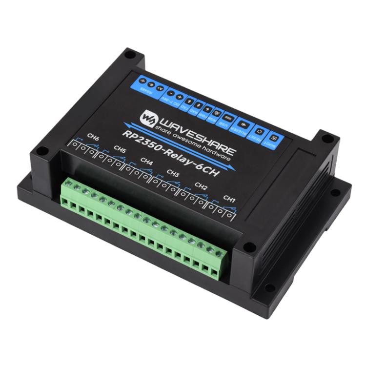 WAVESHARE RP2350 Industrial Control Board 6-Channel Relay Module, Based On RP2350 Microcontroller, Supports Wxternal Interfaces RS485 And Pico - Without Wi-Fi Module