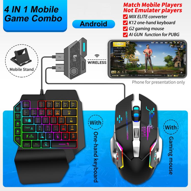 GAMWING Mix Elite Smart 4pcs /Set Mobile Game Controller Bluetooth 5.0 Keyboard Mouse Converter