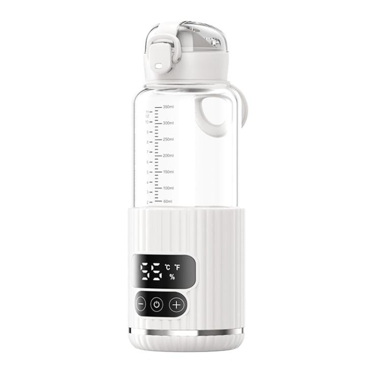 Portable Baby Bottle Warmer 15000mAh Wireless Smart Heating Cup with Adjustable Temp & Constant 48H Warm, IPX6 Waterproof Glass White