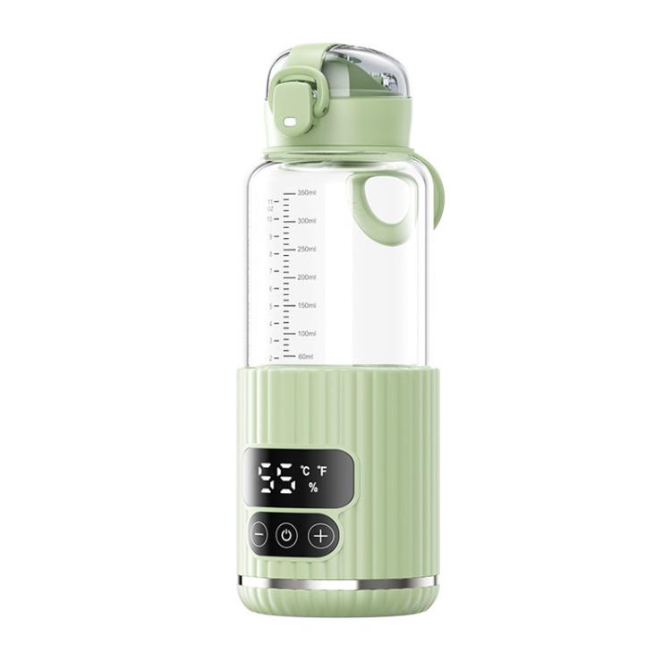 Portable Baby Bottle Warmer 15000mAh Wireless Smart Heating Cup with Adjustable Temp & Constant 48H Warm, IPX6 Waterproof Glass Green