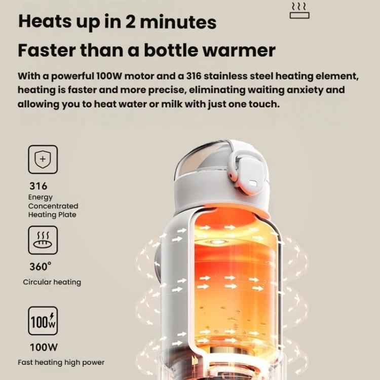 Portable Baby Bottle Warmer 15000mAh Wireless Smart Heating Cup with Adjustable Temp & Constant 48H Warm, IPX6 Waterproof Glass Green