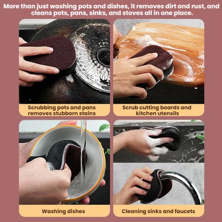 5pcs /Set Household Rust Remover Pot Cleaner Black Grime Diamond Abrasive Sponge Brush - 11.8x7.2x3cm