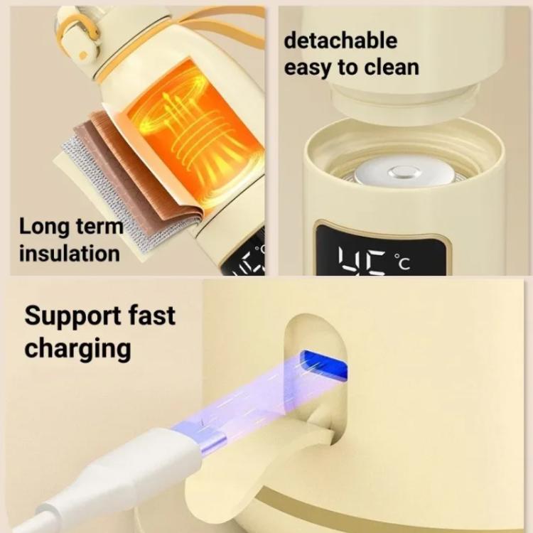 450ml Portable Wireless Baby Bottle Warmer 15000mAh Rechargeable Heating Cup 37-55 degrees Glass