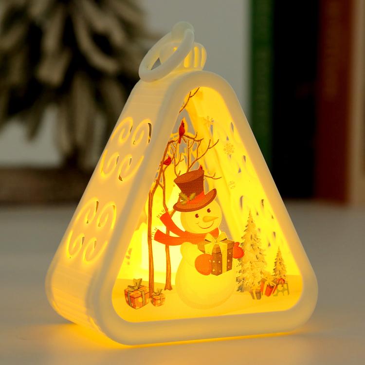 Christmas Decorations Vintage Night Light Window Desktop Ornaments Decoration Prop Wind Lamp, Color: White Snowman