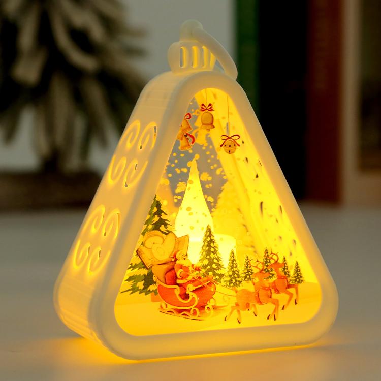 Christmas Decorations Vintage Night Light Window Desktop Ornaments Decoration Prop Wind Lamp, Color: White Elk