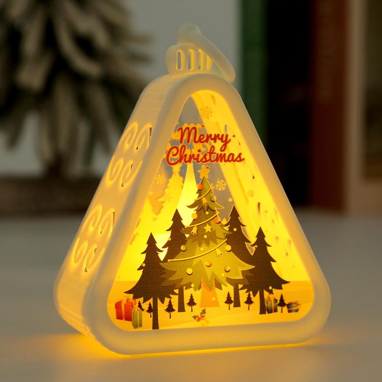 Christmas Decorations Vintage Night Light Window Desktop Ornaments Decoration Prop Wind Lamp, Color: White Christmas Tree