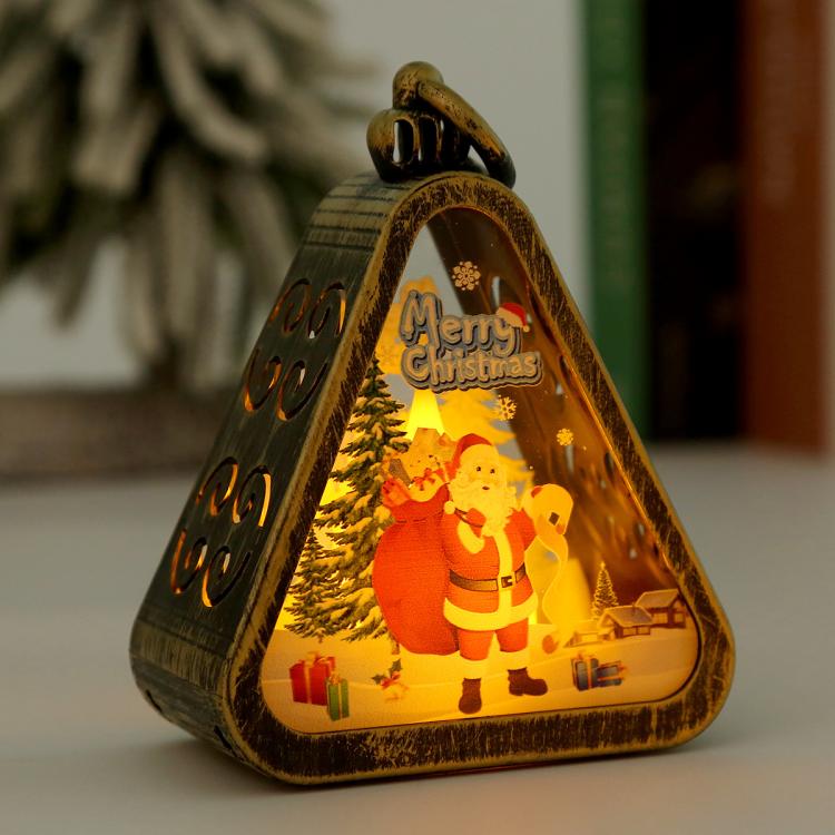 Christmas Decorations Vintage Night Light Window Desktop Ornaments Decoration Prop Wind Lamp, Color: Bronze Old Man