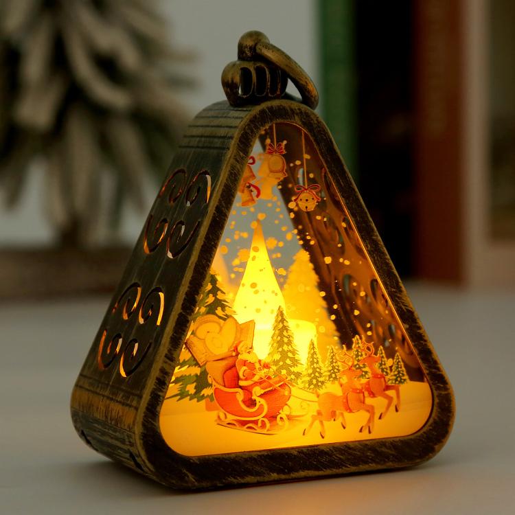 Christmas Decorations Vintage Night Light Window Desktop Ornaments Decoration Prop Wind Lamp, Color: Bronze Elk