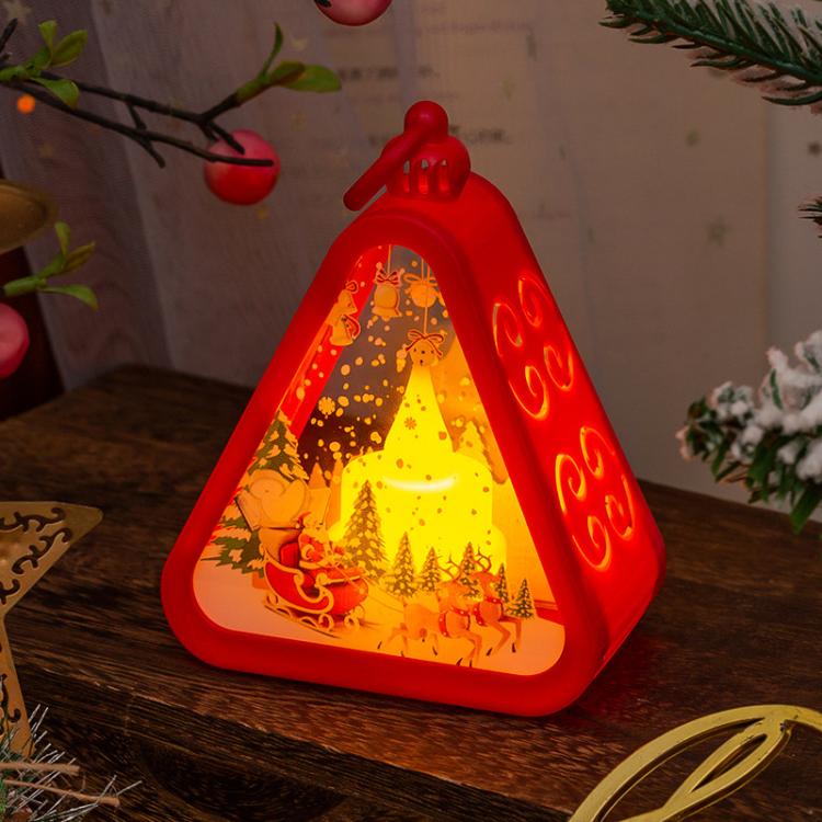Christmas Decorations Vintage Night Light Window Desktop Ornaments Decoration Prop Wind Lamp, Color: Red Elk