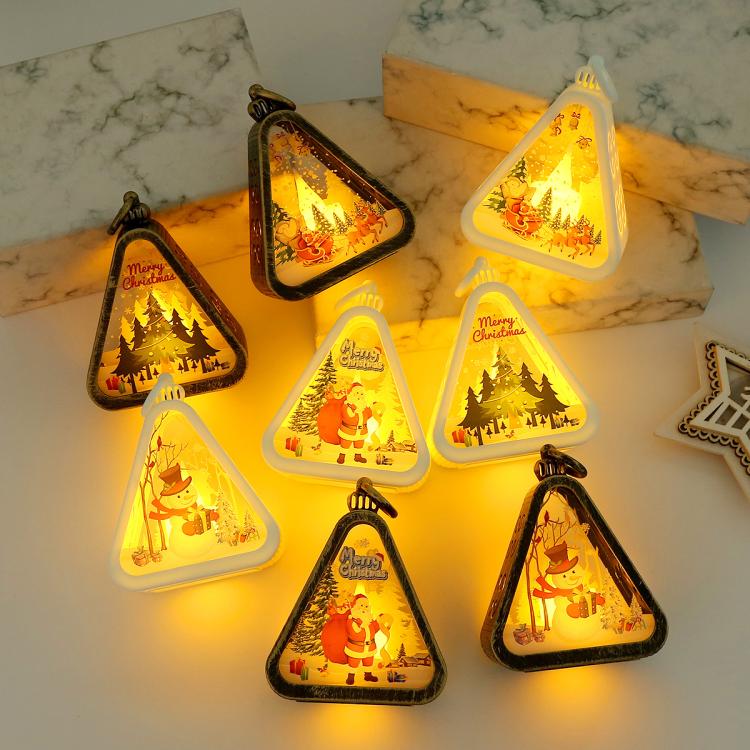 Christmas Decorations Vintage Night Light Window Desktop Ornaments Decoration Prop Wind Lamp, Color: White Elk