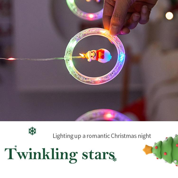 10pcs /Set Christmas Curtain Lights Holiday Decoration String Lights Leather String Christmas Ambiance Decoration Ball Lights, Style: Warm White Round Ring