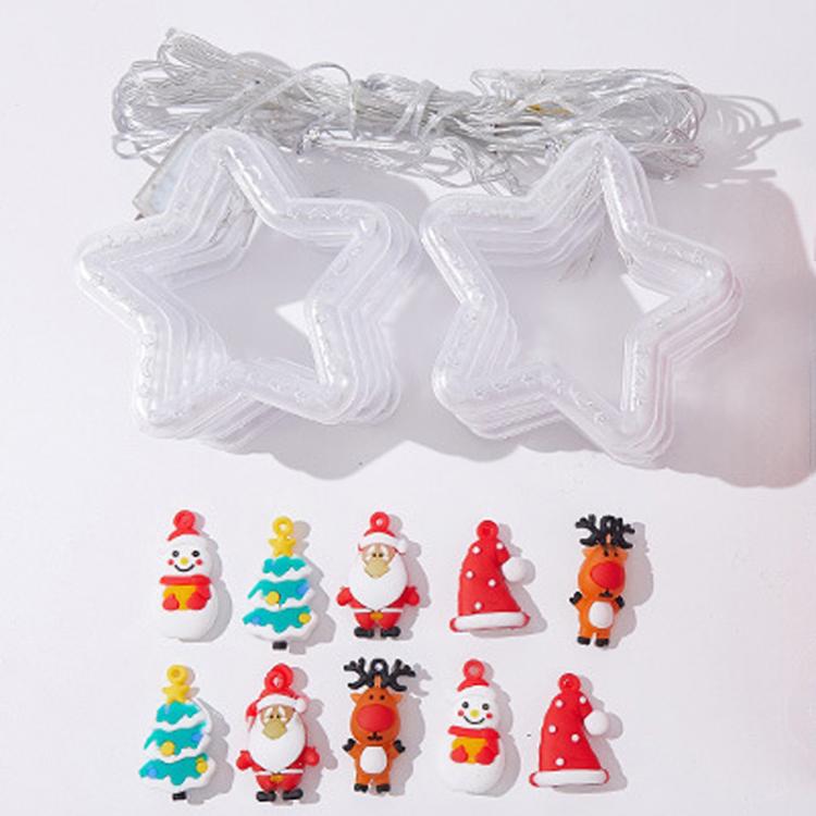 10pcs /Set Christmas Curtain Lights Holiday Decoration String Lights Leather String Christmas Ambiance Decoration Ball Lights, Style: Warm White Christmas Tree