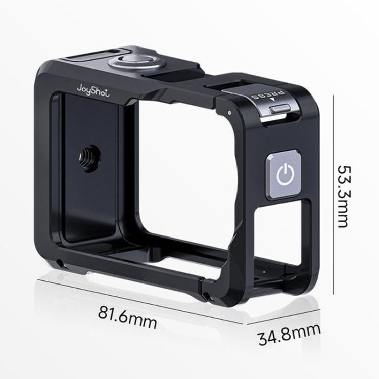 For DJI Osmo Action 6 Joyshot Dual-Open Metal Cage Aluminum Protective Frame with 1/4-inch Screw Holes & Cold Shoe Mount - Black