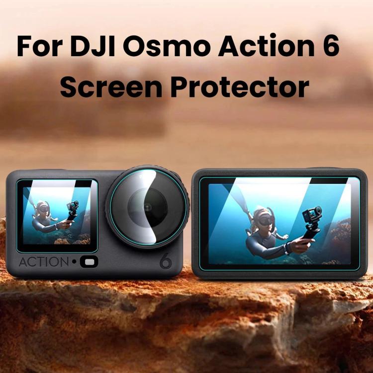 For DJI Osmo Action 6 Tempered Glass Screen Protector HD Clear Lens Film Kit 2-Pack