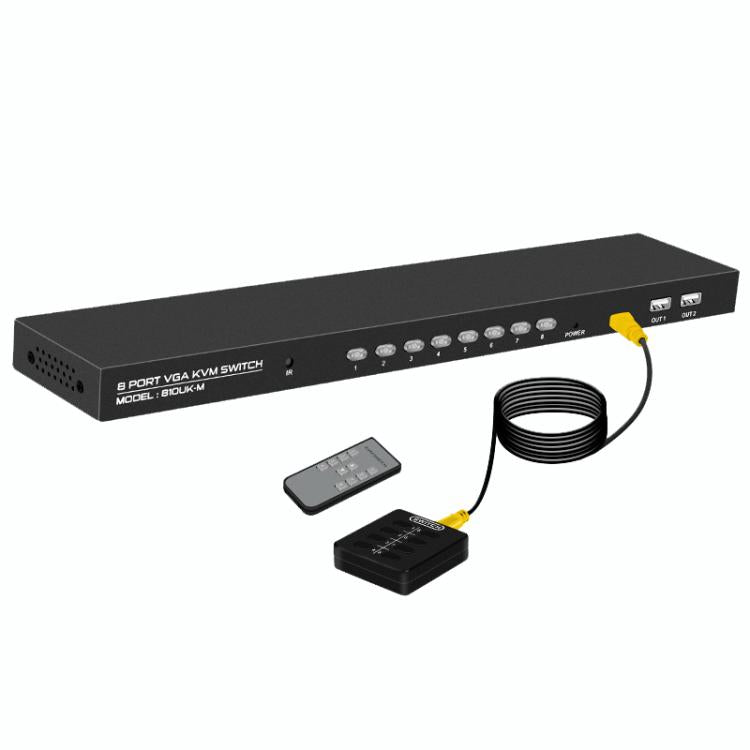 FJGEAR 810UK-M 8 Input 1 Output VGA KVM Converter Multiple Computer Hosts Sharing Monitor Switcher With IR Remote Controller