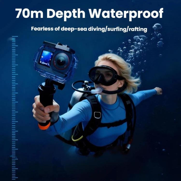 For DJI Osmo Action 6 Waterproof Case 70m IPX8 Dive Housing with Dual Cold Shoe - Clear