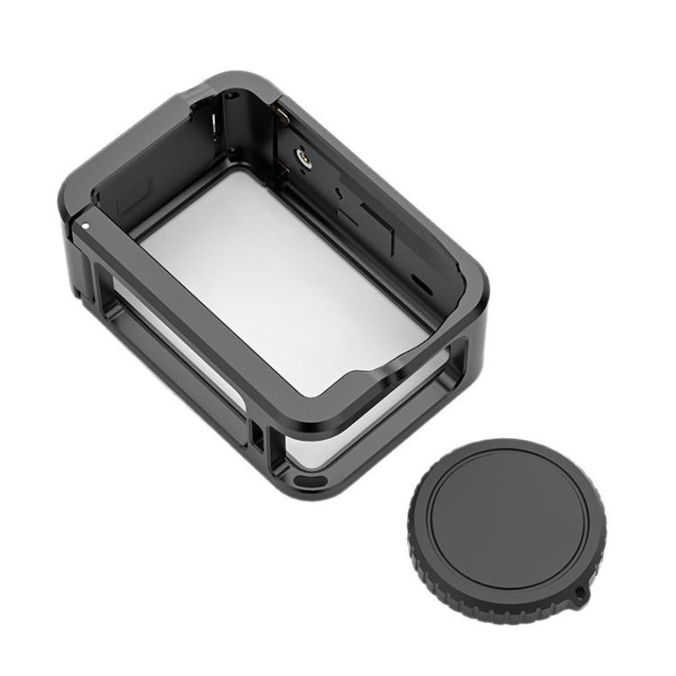 For DJI Osmo Action 6 Aluminum Alloy Cage Expandable Protective Frame with Silicone Lens Cap - Black