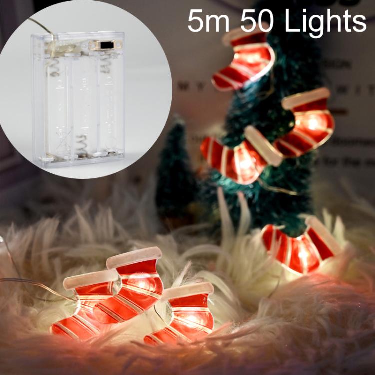 5m 50 Lights LED Christmas Decoration Sock Light Holiday Ambience Christmas Tree Lights String