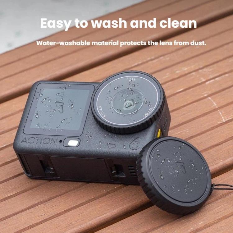 For DJI Osmo Action 6 Silicone Lens Cap Scratch-Resistant Protective Cover - Black