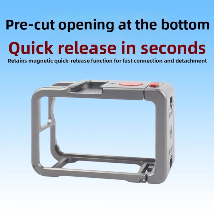 For DJI Osmo Action 6 Metal Extension Cage Protective Frame with Cold Shoe Mount - Gray