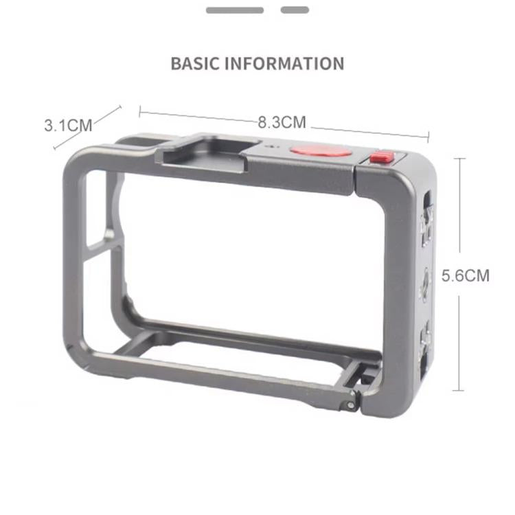 For DJI Osmo Action 6 Metal Extension Cage Protective Frame with Cold Shoe Mount - Gray