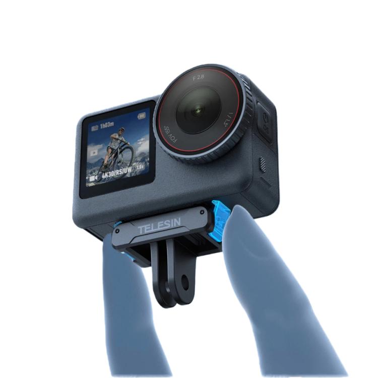 For DJI Osmo Action 6 TELESIN Magnetic Quick-release Adapter Mount Two-Claw Base - Black