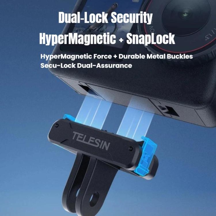 For DJI Osmo Action 6 TELESIN Magnetic Quick-release Adapter Mount Two-Claw Base - Black