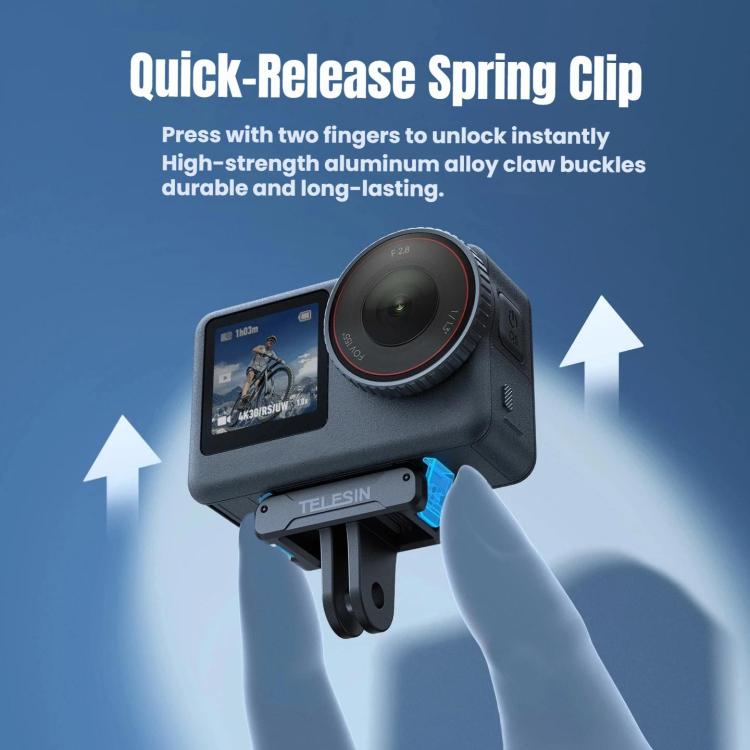 For DJI Osmo Action 6 TELESIN Magnetic Quick-release Adapter Mount Two-Claw Base - Black