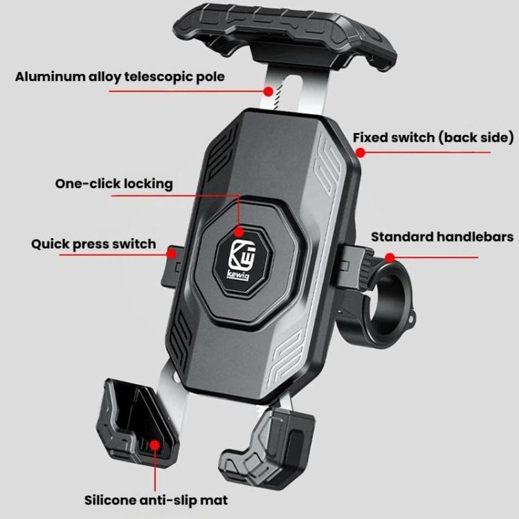 Kewig Motorcycle Riding Phone Mount Universal Quick-Release Phone Clip, Spec: Rear View Mirror