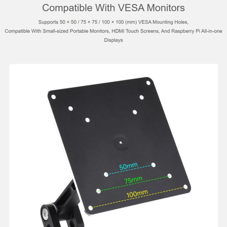 WAVESHARE 32275 Within 19 Inch Monitor VESA Portable Screen Bracket Multi-Axis Rotation Adjustable