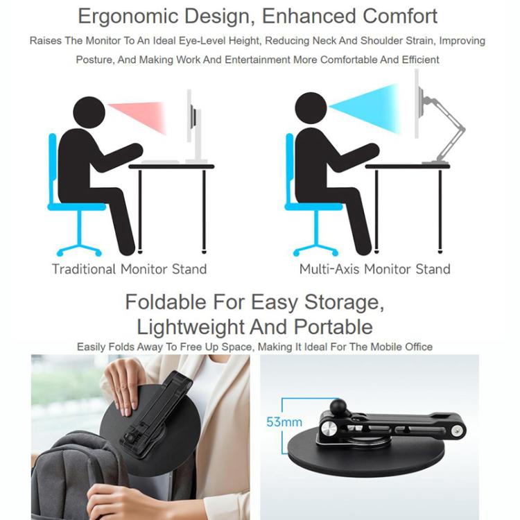 WAVESHARE 32275 Within 19 Inch Monitor VESA Portable Screen Bracket Multi-Axis Rotation Adjustable