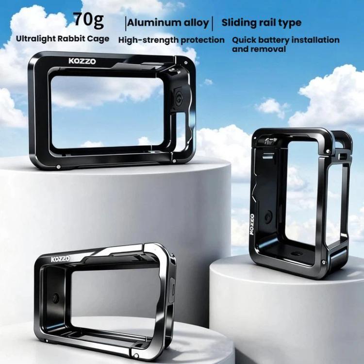 For DJI Osmo Action 6 kozzo DJ101 Metal Rabbit Cage Sports Camera Dual Opening Aluminum Alloy Expanding Protective Bezel