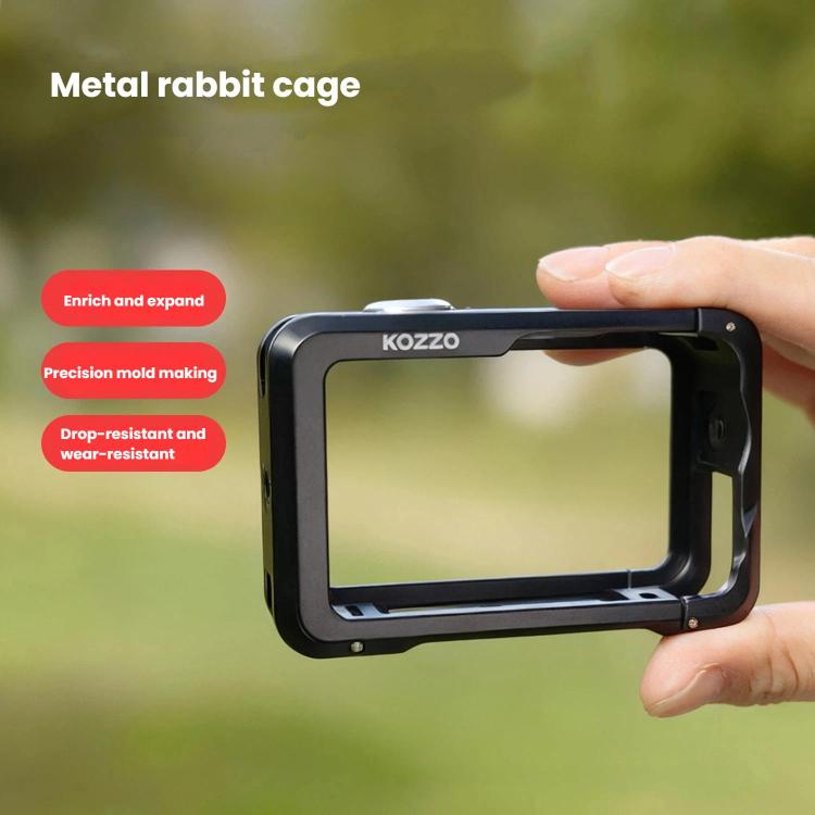 For DJI Osmo Action 6 kozzo DJ101 Metal Rabbit Cage Sports Camera Dual Opening Aluminum Alloy Expanding Protective Bezel
