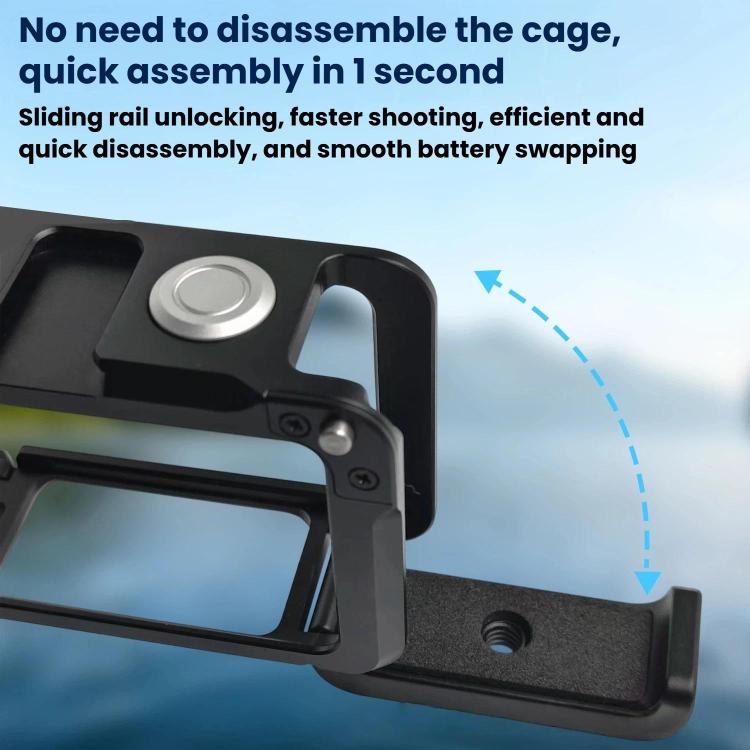 For DJI Osmo Action 6 kozzo DJ101 Metal Rabbit Cage Sports Camera Dual Opening Aluminum Alloy Expanding Protective Bezel