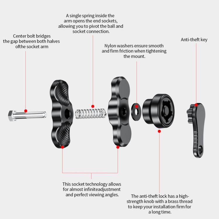 J5 Metal Clamp Arm Anti-Theft Heightening Connecting Rod Phone Mount Height-Extending Accessory