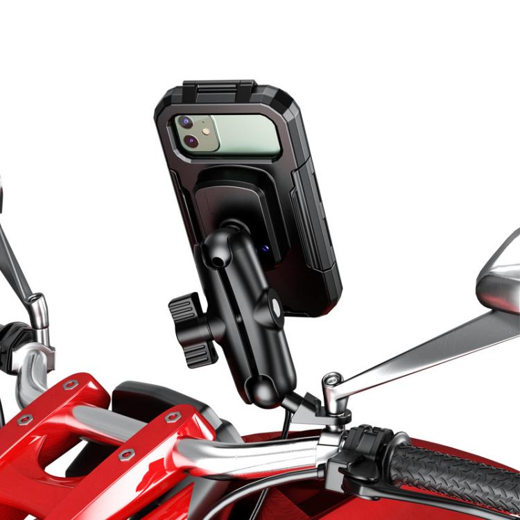 Motorcycle Heightened Rainproof Case Mount Bicycle Waterproof Box Phone Holder, Style: Small Rearview Mirror