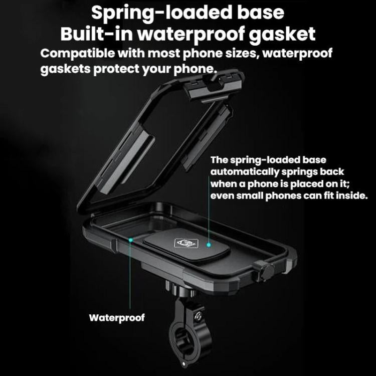 Motorcycle Heightened Rainproof Case Mount Bicycle Waterproof Box Phone Holder, Style: Small Handlebar
