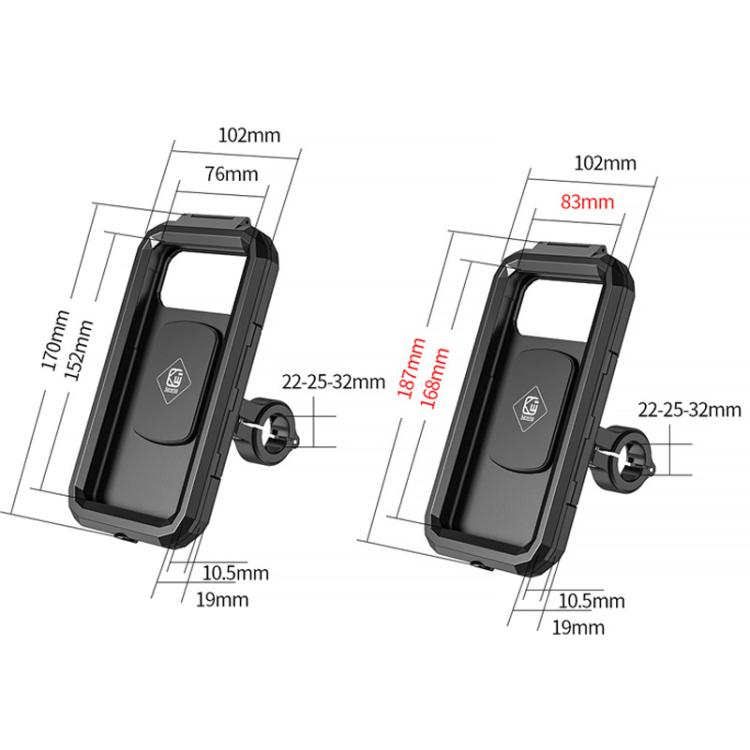 Motorcycle Heightened Rainproof Case Mount Bicycle Waterproof Box Phone Holder, Style: Small Handlebar