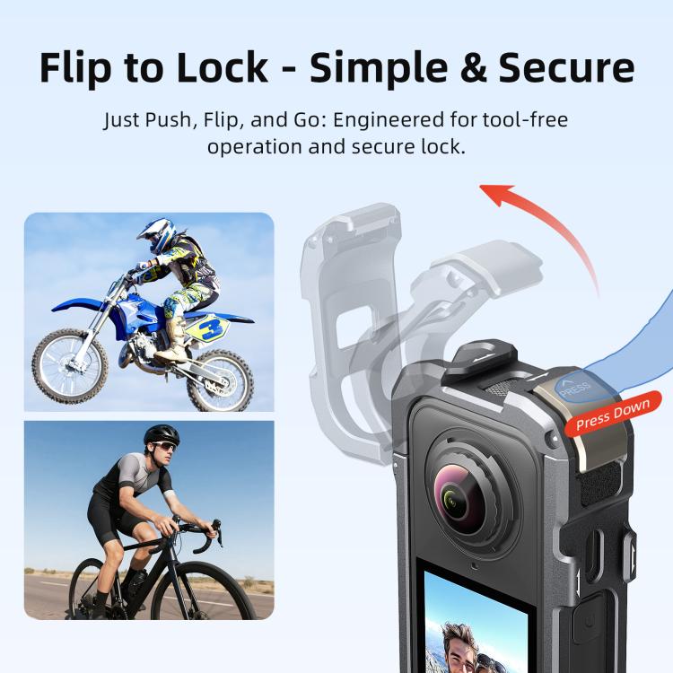 For Insta360 X4 Air aMagisn Quick-Release Metal Cage Wind Noise Reduction Expandable Frame with Lens Cap - Black