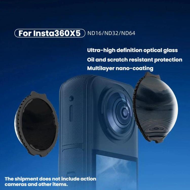 For Insta360 X5 BRDRC Action Camera Protective Filter Glass Neutral Density Filter