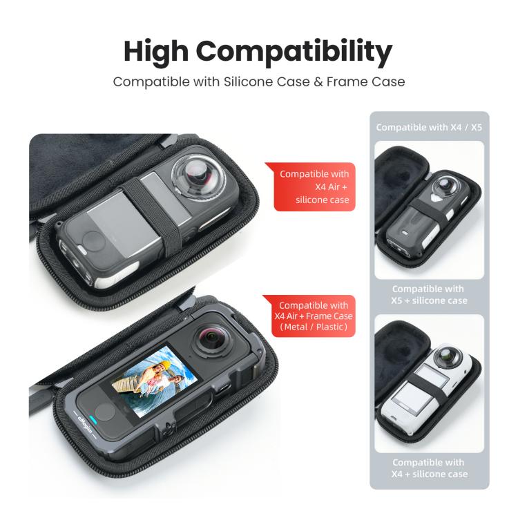 aMagisn Portable Camera Body Case for Insta360 X4 Air/X4/X5 Compact Protective Storage Bag - Black