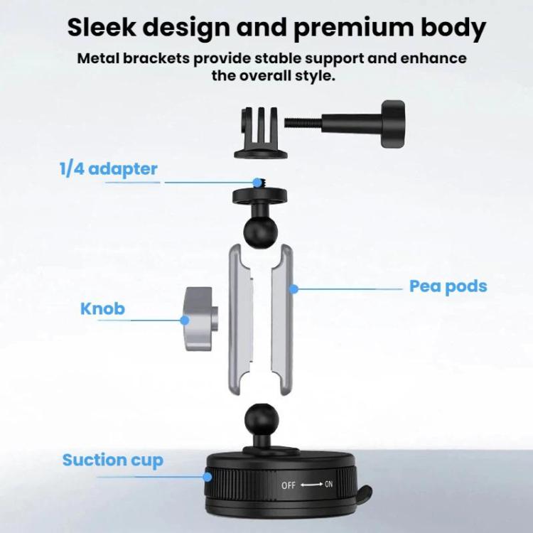 Flymile Car Suction Cup Mount For DJI Osmo Pocket 3 / Osmo Action 6 / 5 Pro - FLY052