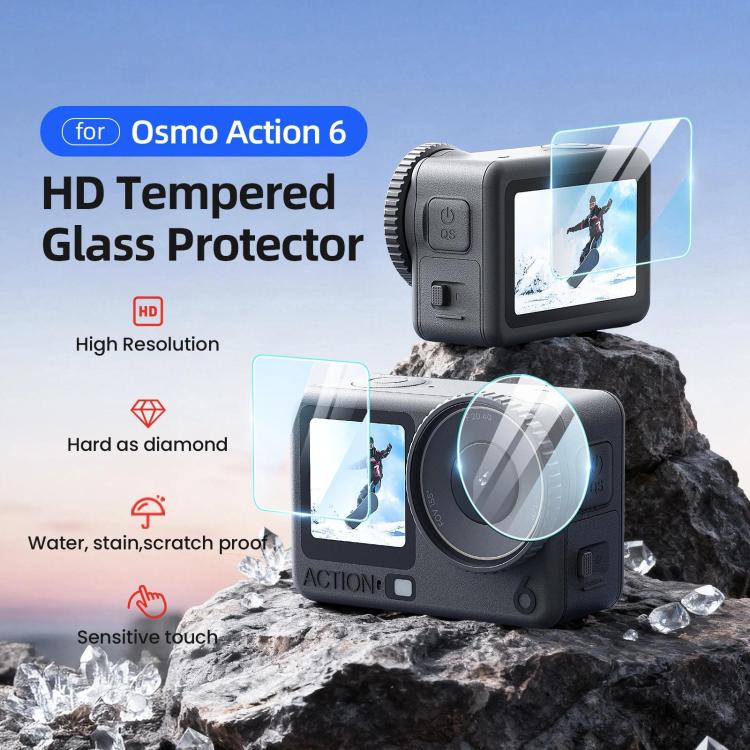 For DJI Osmo Action 6 aMagisn 9H Hardness Tempered Glass Screen Protector 2 Packs