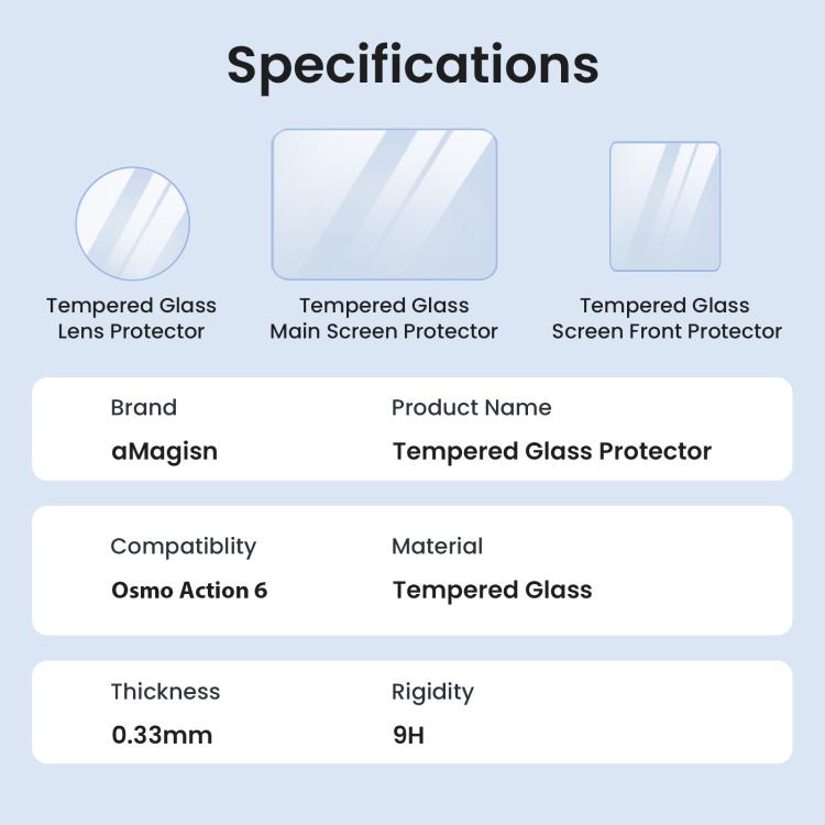 For DJI Osmo Action 6 aMagisn 9H Hardness Tempered Glass Screen Protector 1 Pack